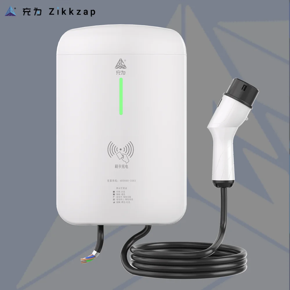 Type 1 USA Standard Wall-Mounted Level 2 EV AC Charger 7/9.6/12KW IP55 CE FCC Certified 5M Cable Home & Commercial Use