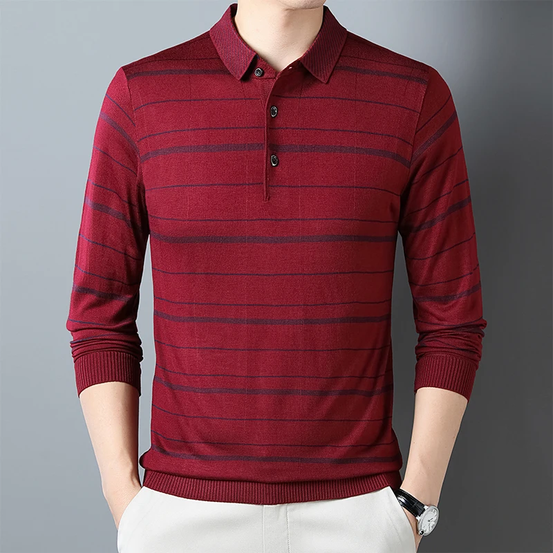 New Dad Autumn Clothing Long Sleeve Middle-aged and Elderly Men's Spring and Autumn Top Middle-aged POLO Shirt