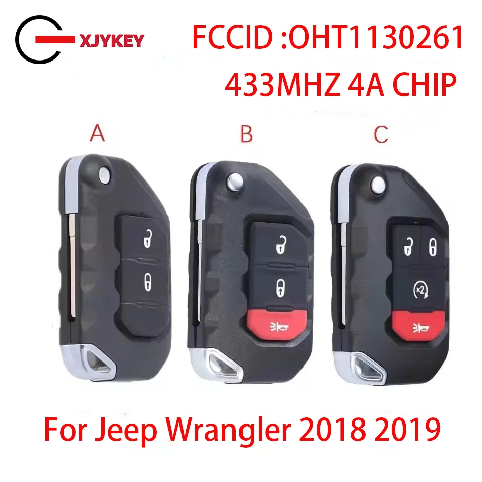 

CN086041 Flip Remote Key for Jeep Wrangler Gladiator 2018-2022 Remote Control With 433MHz 4A Chip FCC ID: OHT1130261 68416784AA