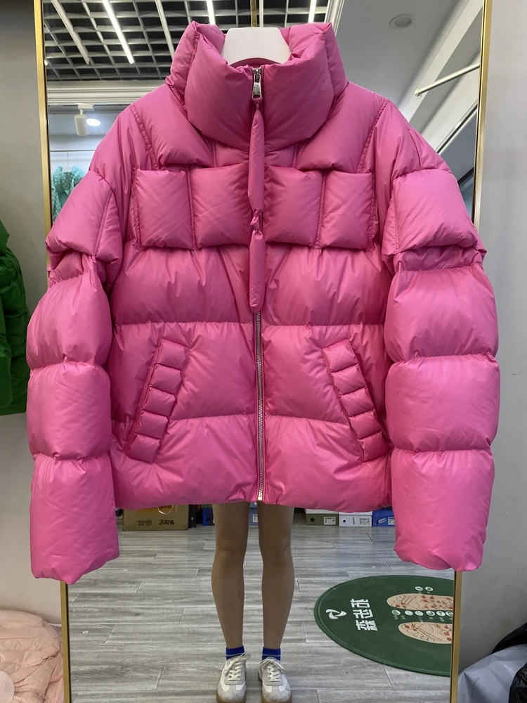 冬のヨーロッパファッション レディース ダウンジャケット 通勤 スタンドカラー 高級ジャケット