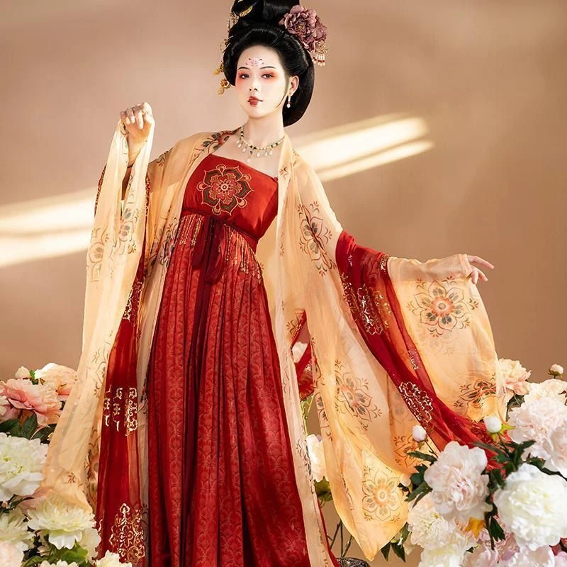 Hanfu ชุดผู้หญิงจีนโบราณ Tang Dynasty แบบดั้งเดิม Hanfu Carnival Noble Princess ชุดคอสเพลย์ผู้หญิง Stage Hanfu ชุดเดรสเต้นรำ