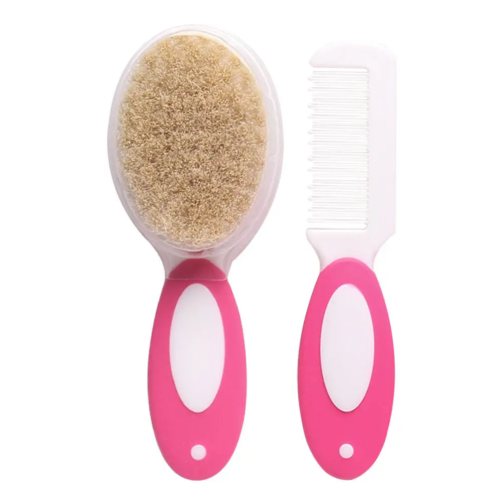 2Pcs Baby Care Set Pink Infant Hairbrush Newborn Hair Comb Lightweight Ergonomic Handle Head Massager Gentle Detangle Scalp