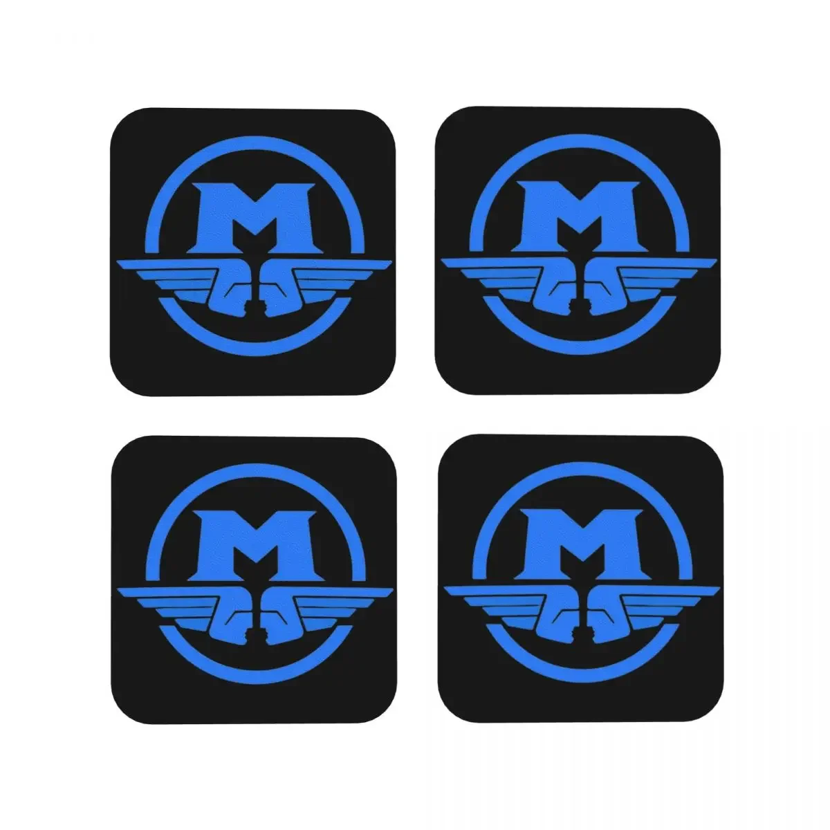 Logotipo de Motobecane-posavasos con estampado azul Original, manteles individuales de cocina, tazas aislantes, tapetes de café para decoración, vajilla, juego de 4
