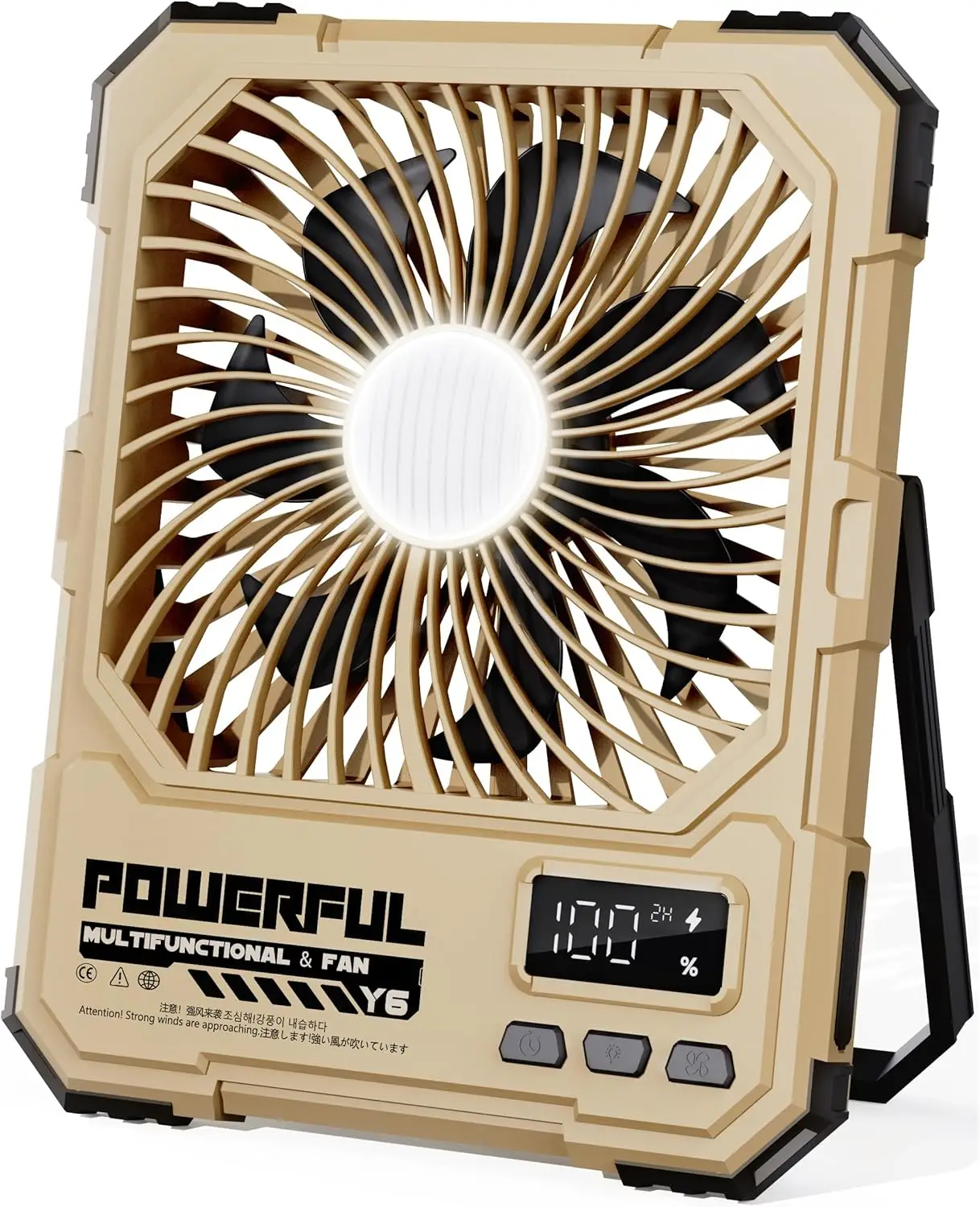 

Portable Camping Fan with 20000mAh Battery, LED Light, Remote Control, Foldable Design for Outdoor Travel