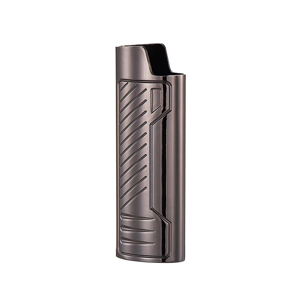 Exquisite Stripes BIC Lighter Cover Case Decorative Metal Shell Large Holder Full Size BIC j6 Gas Lighter 5 Colors Wholesale