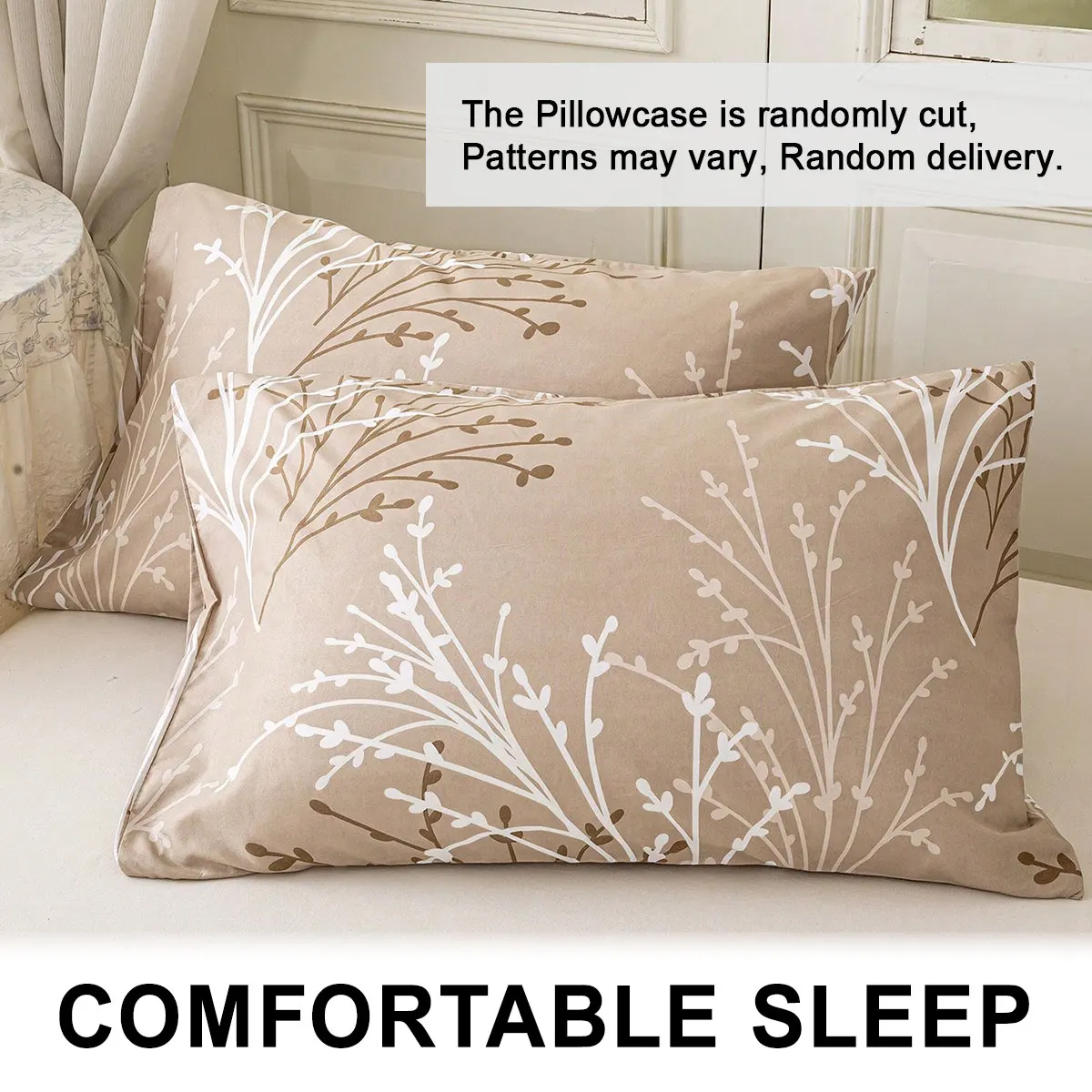 طقم غطاء وسادة بنمط الأزهار مكون من قطعتين/4 قطع (الوسادة الداخلية غير متضمنة)، ناعمة ومريحة، مناسبة لجميع المواسم