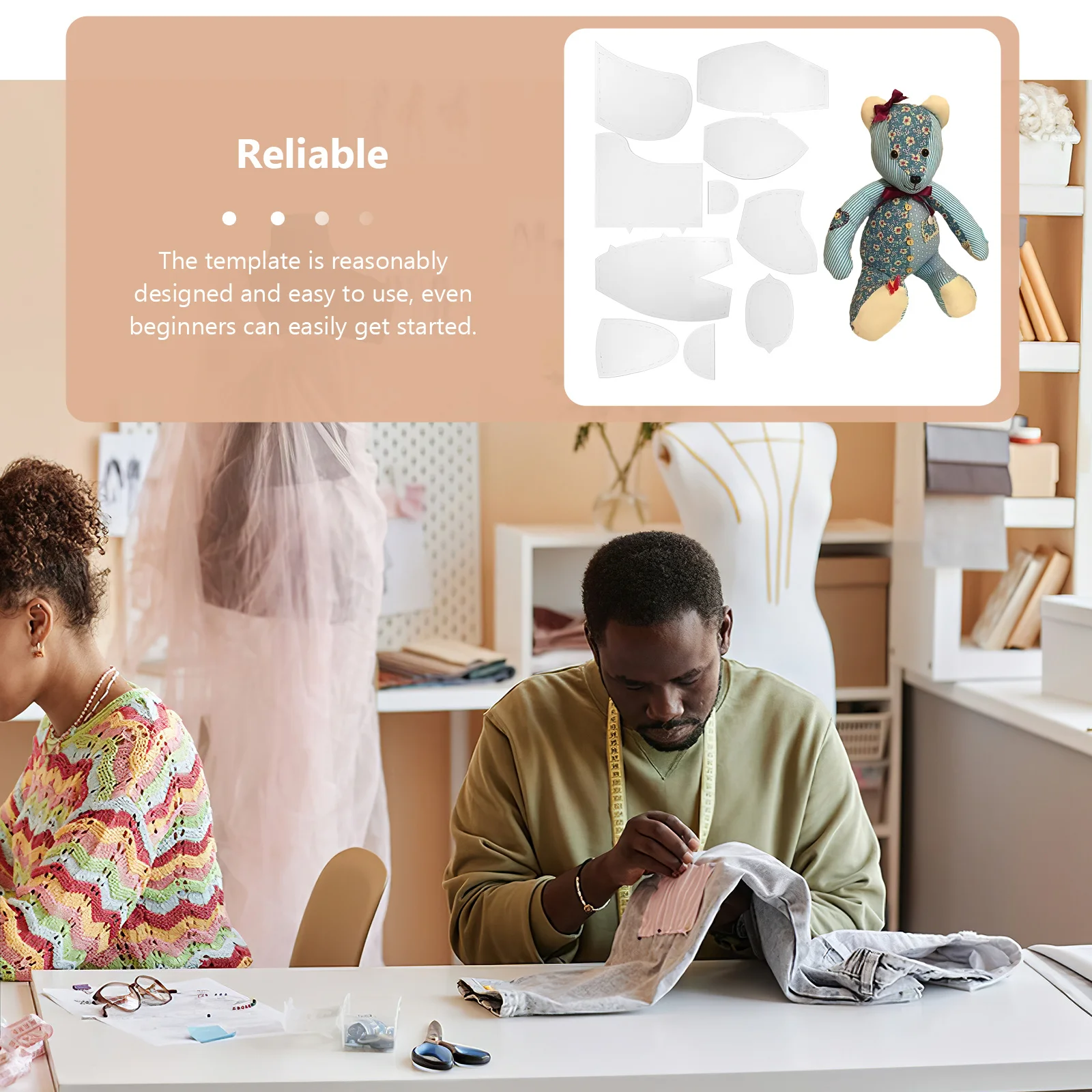 

1Set Memory Bear Template Acrylic Sewing Ruler DIY Craft Making Tools for Fabric Accessories Parent- Activities