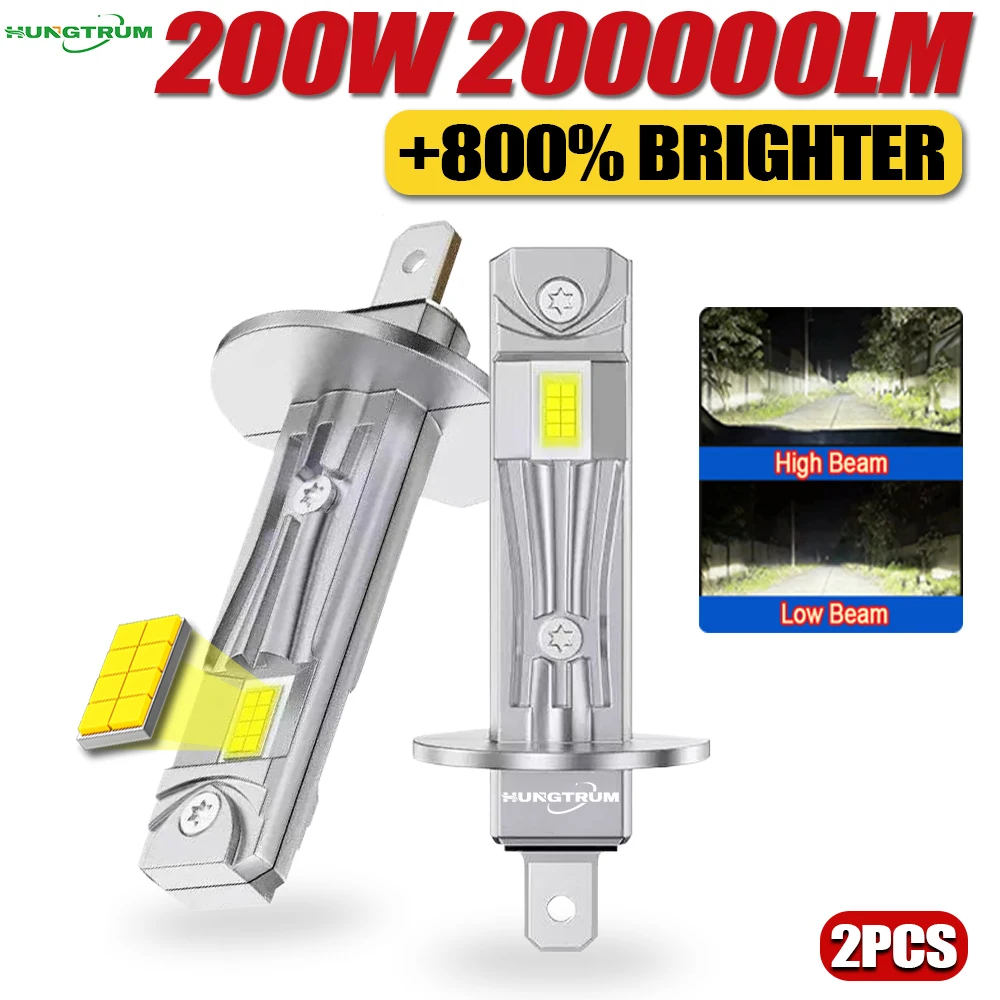 

Светодиодные фары H1 200W 9084 CSP, автомобильные LED-лампы H1 Canbus, размер 1:1, безвентиляторные, беспроводные, миниатюрные противотуманные фары H1 12V 6000K, Plug and Play