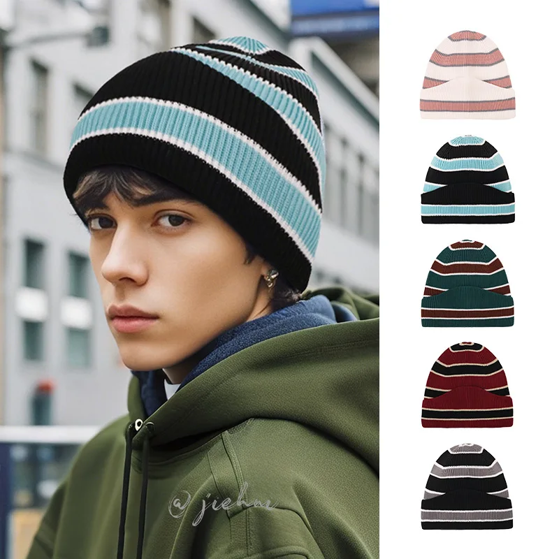 Streetwear Fashion Knitted Beanies Couple Hats Boys Girls Ski Sports Knitted Hat  Winter Stylish Soft Beanie Gorro Gift