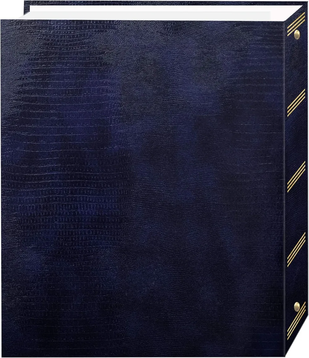 Magnetic Self-Stick 3-Ring Photo Album, 100 Pages, Navy Blue, Acid-Free