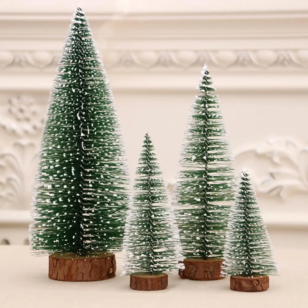 

Wooden Base White CedarNeedle Tree Christmas Decoration 5 Styles Artificial Mini Christmas Tree Home Decoration