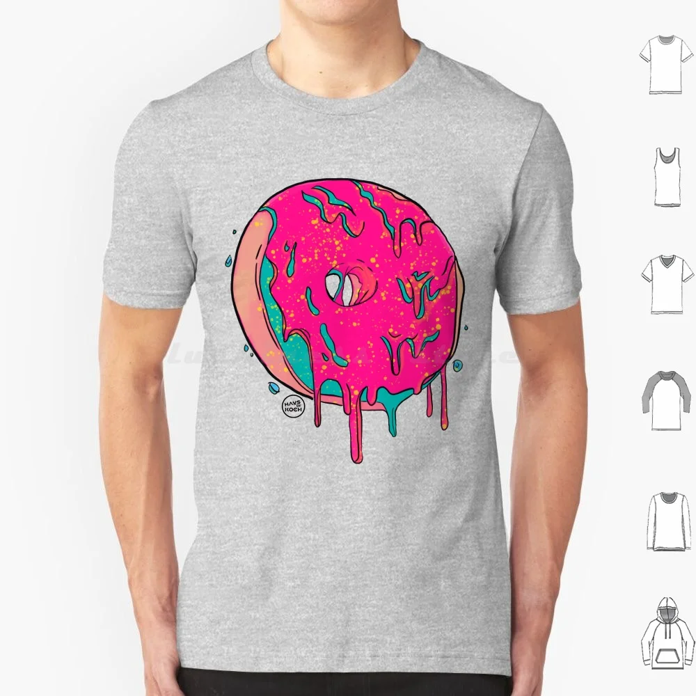 Sweet Donut T Shirt 6xl Cotton Cool Tee Donut Food Artist Pink Teal Drip