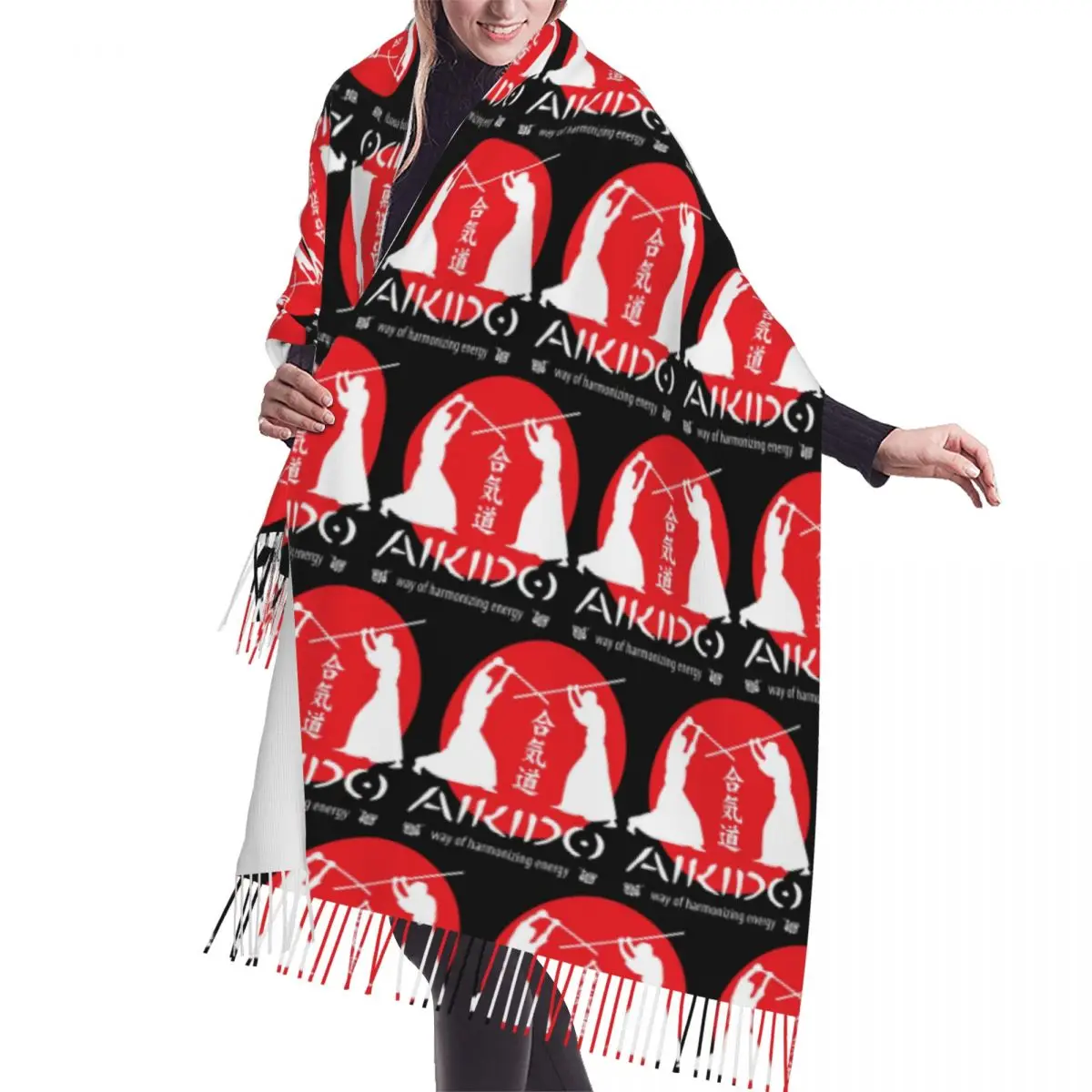 

Шарф Aikido, шарфы с кисточками для женщин, мягкие теплые шали и накидки, длинная осенне-зимняя шаль