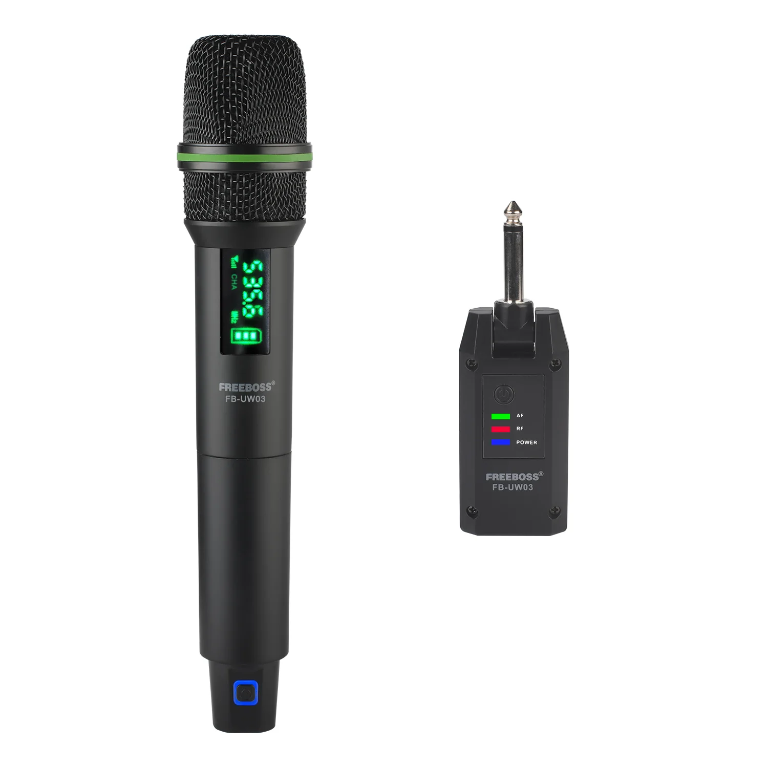 Freeboss-micrófono ajustable de frecuencia UHF 1, inalámbrico de mano, cardioide dinámico, sistema transmisor de plástico de 25m, FB-UW03