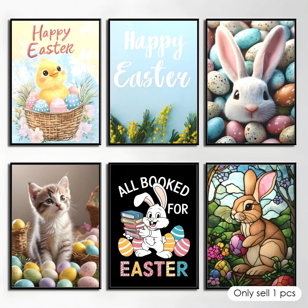 

Easter Poster HD Art Mural Wallart Waterproof Vintage Print Decor for Home Decoration DIY Durable
