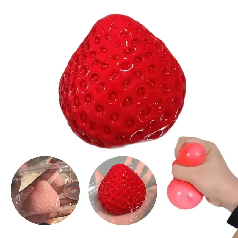 

Cute strawberry squeeze toys Silicone squeeze toys TPR Filtuous sensory toys Decompression Release Reduce stress relief Funny to