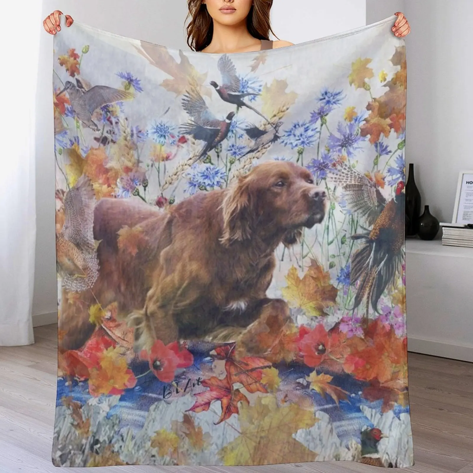 

Irish Setter hunting , Art Throw Blanket Decorative Throw blankets ands Plaid Comforter Blankets