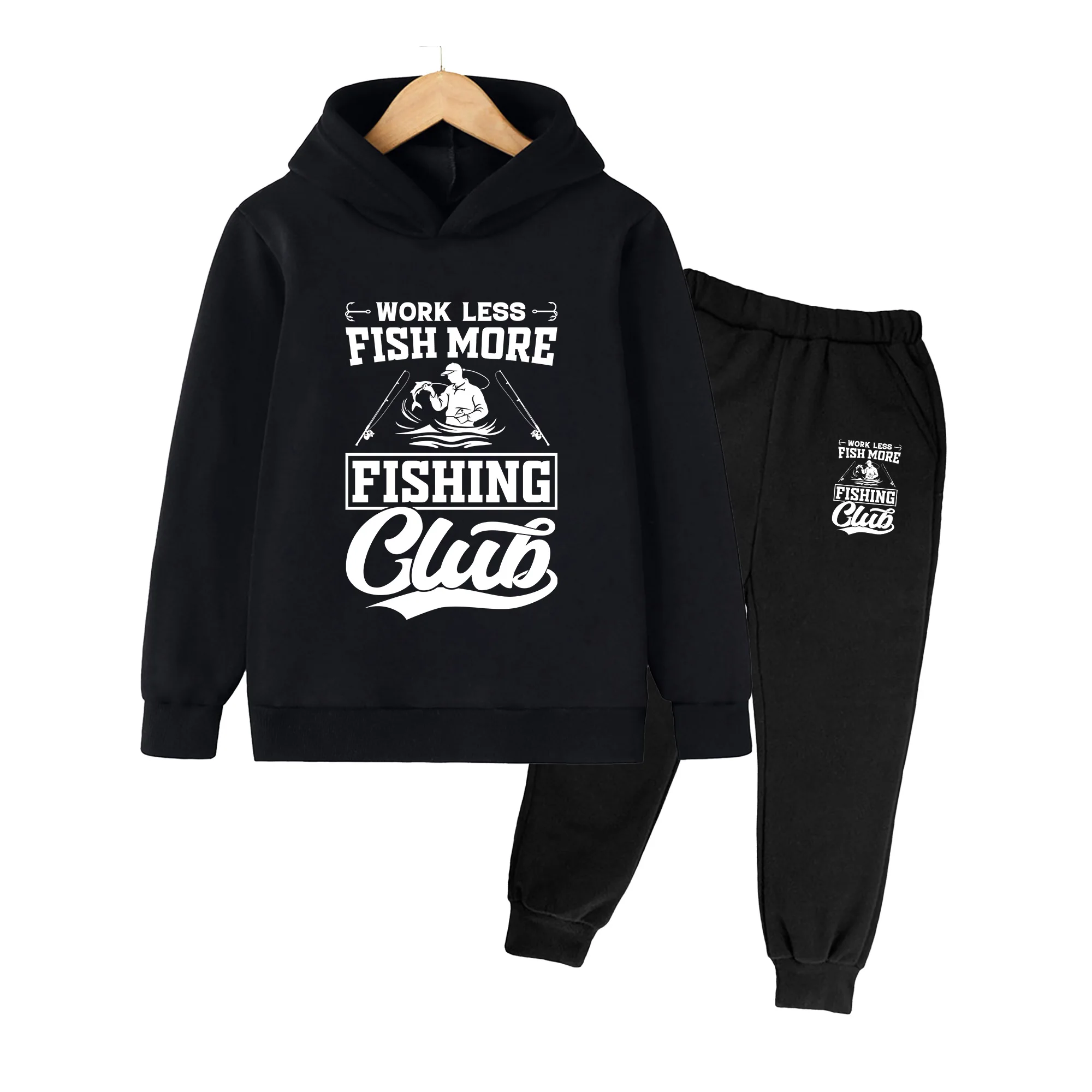 Kids Hoodie and Sweatpants Set, Cartoon Print Long Sleeve Tracksuit, Casual Sportswear for Boys Girls Daily Wear
