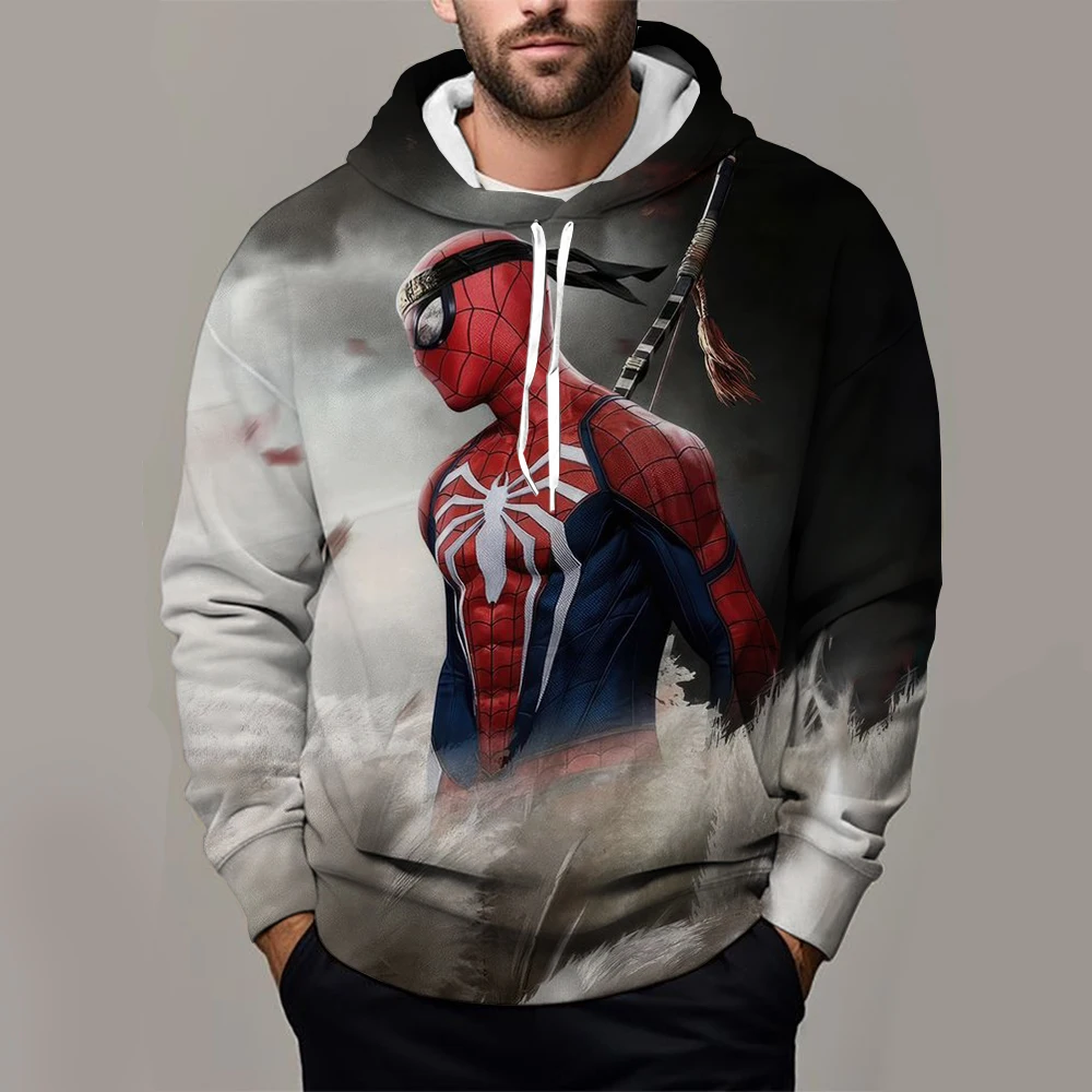 Autumn and Winter New Men's Hoodie 3D Printed with Marvel Spider Man Pattern Outdoor Sports Fashion Street Men's Hoodie