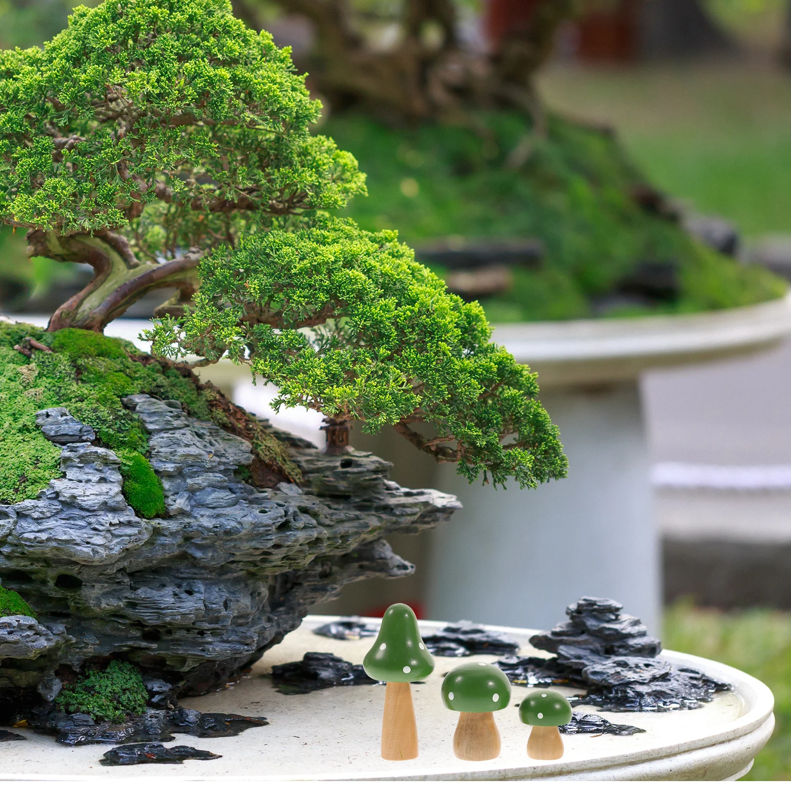 

3 Pcs Wooden Mushroom Color Mushroom nament nament Realistic Desktop Decor Simulated Plant Home Office Cafe Nature Atmosphere