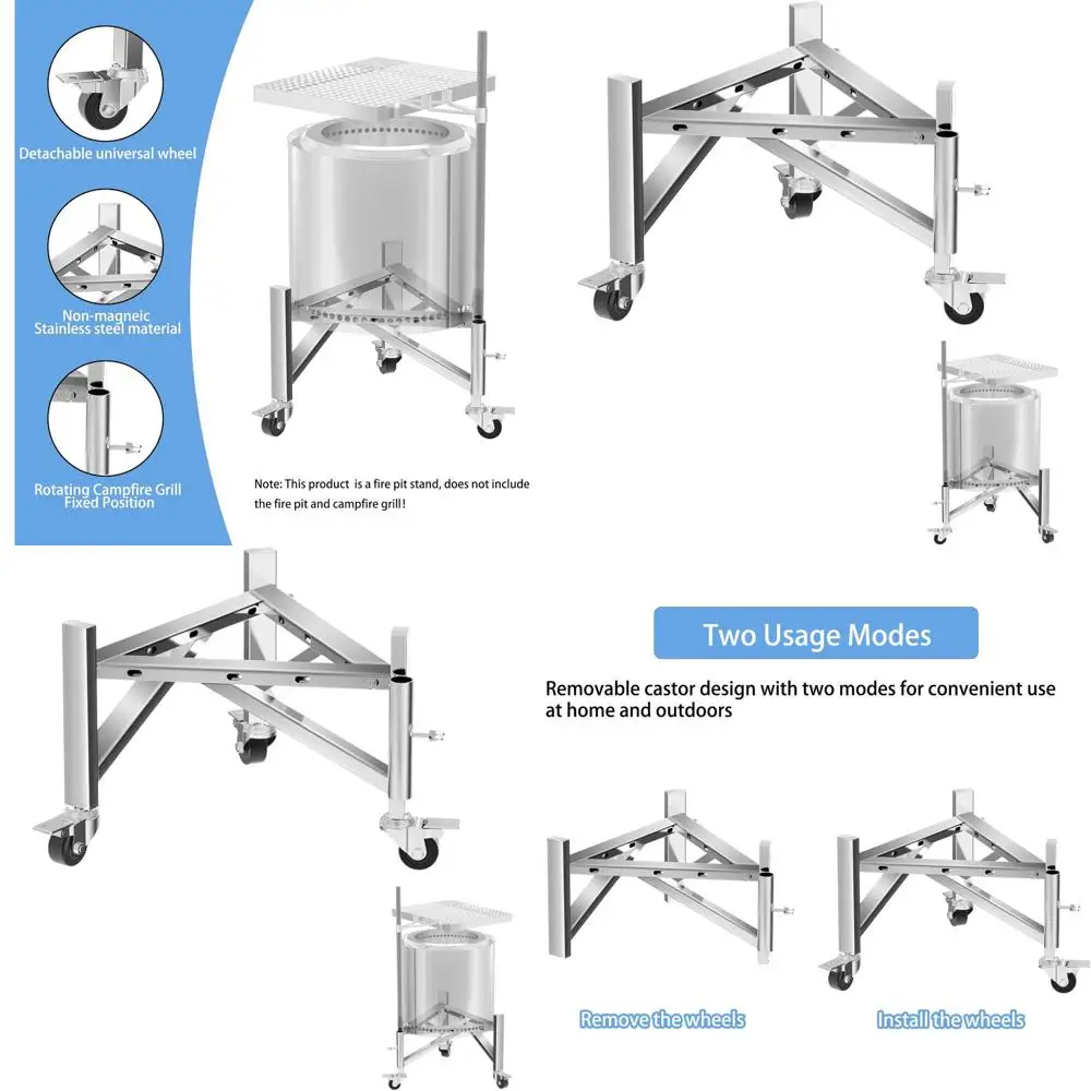 Supporto per braciere regolabile in acciaio inossidabile per caminetti da esterno, adatto a 15-27 pozzi