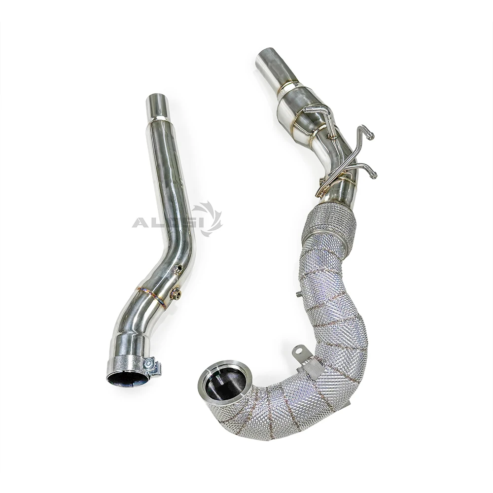 

For Audi Q3 2.0T 2019-2024 high flow stainless steel down pipe with GPF exhaust pipe with catalytic with heat shield
