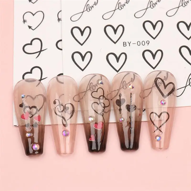 Cross-border Stylish Easy To Use Unique Hot Glamorous In-demand Trendy Nail Decal Kit Must-have Heart Long-lasting Trendy Rising