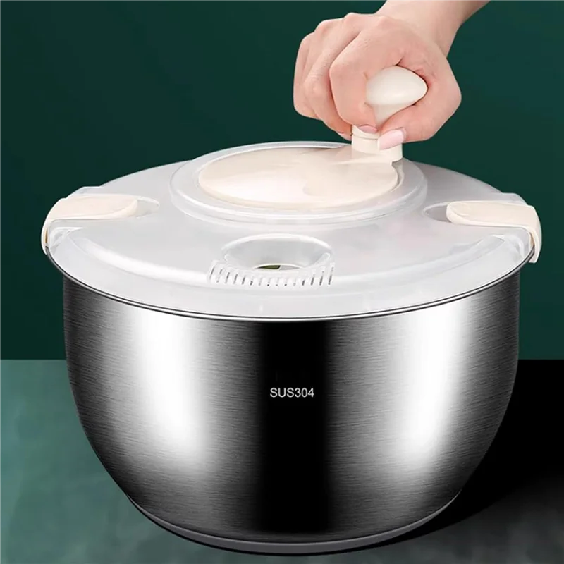 

EYFL-2X 6L Salad Spinner Stainless Steel Large Vegetable Washer With PP Lid For Fruit Washer Pasta
