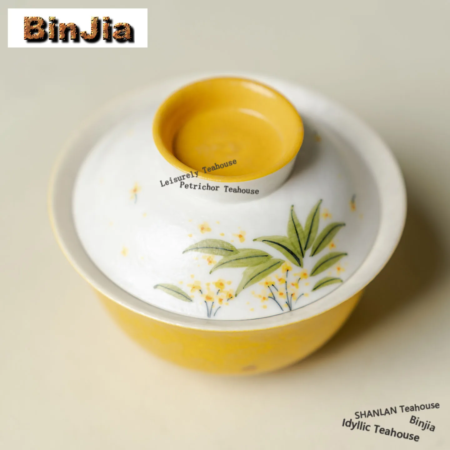90ml Hand-painted Osmanthus Gaiwan Aesthetic Tea Tureen Tea Bowl With Lid Kit Tea Maker Cover Bowl Chinese Tea Set Collection