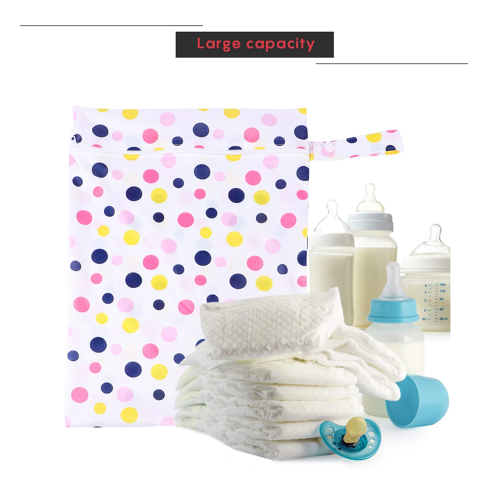 

Многоразовый водонепроницаемый мешок для влажных и сухих подгузников, органайзер с несколькими карманами, компактный дизайн для путешествий, хранения детских бутылочек и телефона