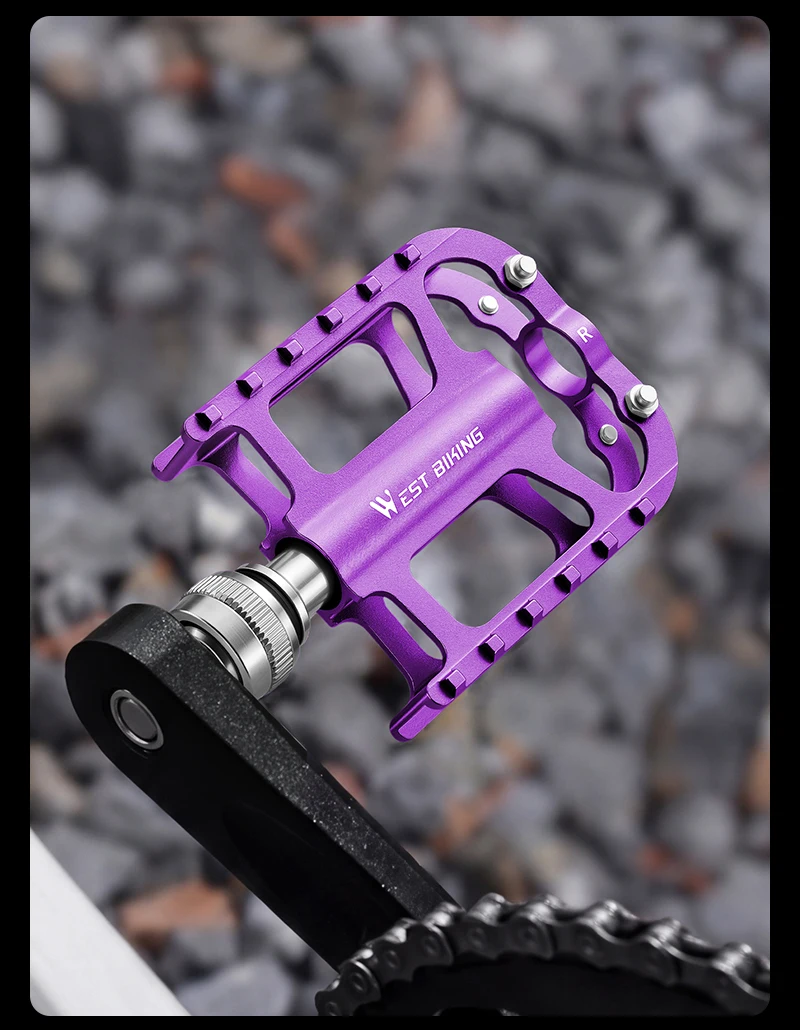 WEST BIKING Fahrradpedale mit Schnellspanner, Aluminiumlegierung, 3 abgedichtete Lager, rutschfest, 14 mm Cr-Mo-Achse, leichte MTB- und Rennradpedale – Detail 20