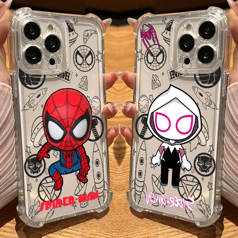 

Marvel Spider Man Gwen Planet Clear Case For iPhone 17 16 15 14 13 12 11 Pro Max 16e 17e Air 13 Mini 15 Plus XS XR 8 Phone Cover