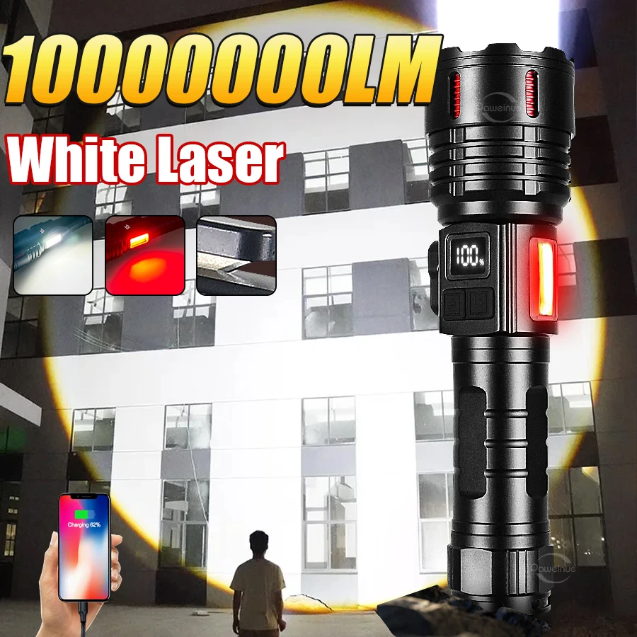 

Multifunctional Flashlight 10000000LM Portable Rechargeable LED Lamp With Magnet Super Bright Lantern Outdoor Lights Waterproof