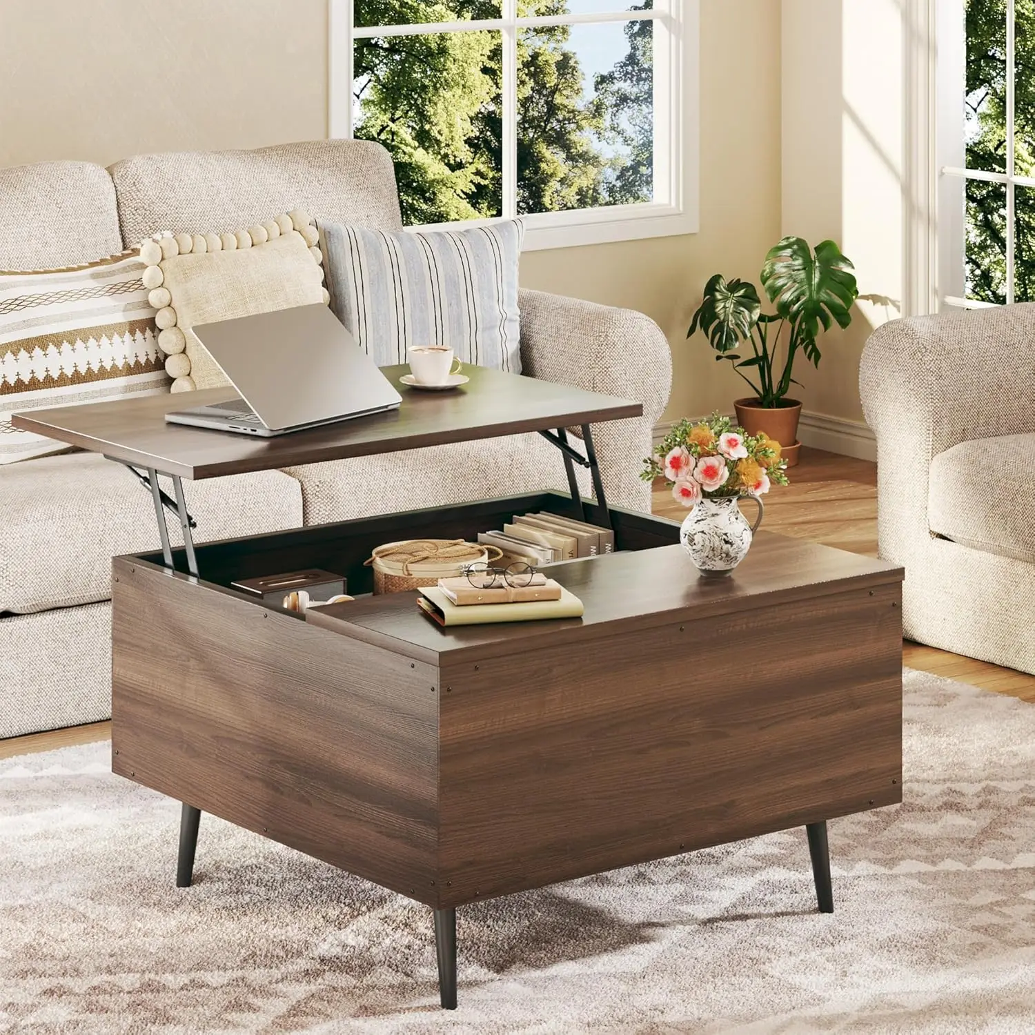 

Lift Top Coffee Table, 31.5" Square Coffee Tables with Storage, Coffee Tables with Large Hidden Compartment, Center, Customized