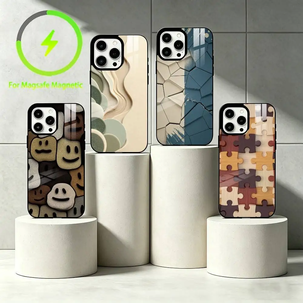 

M-Modern abstraction Phone Case For iPhone 17 16 15 14 13 12 Pro Max Plus for Mirror Wireless Magnetic Cover