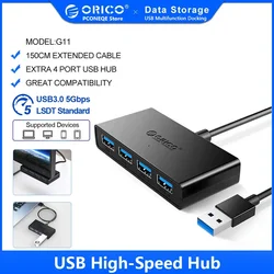 ORICO-Répartiteur USB 3.0 à 4 ports, adaptateur OTG haute vitesse pour ordinateur portable