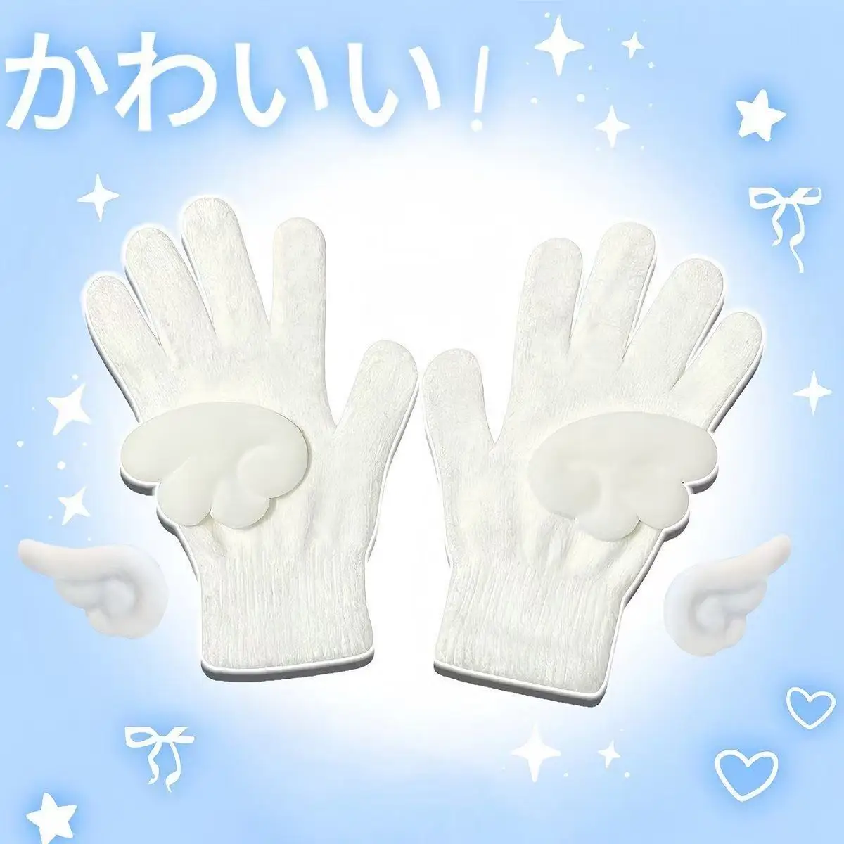 Rękawiczki zimowe damskie Kawaii Vintage Gothic Style Subculture Skrzydła Anioła Puszyste Rękawiczki Akcesoria Y2k Słodkie Kawaii