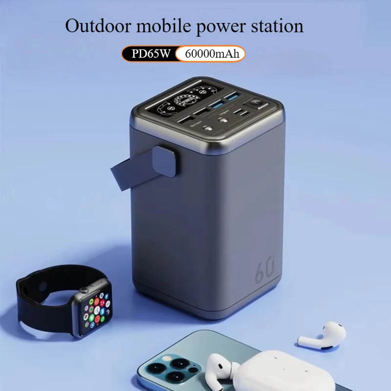 

60000mAh Large Capacity Fast Charging Power Bank 6 Output Ports Portable External Battery for Xiaomi Huawei IPhone Spare Battery