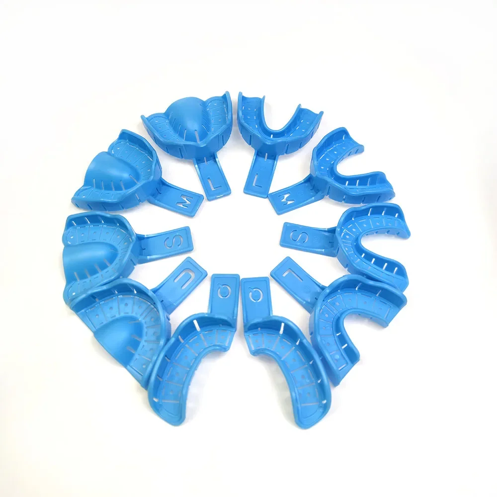 10 Pairs Dental Implant Tray Full Mouth Removable Partial Mold Tray Easy To Fold Baffle Plastic Dentist Tool Material S/M/L