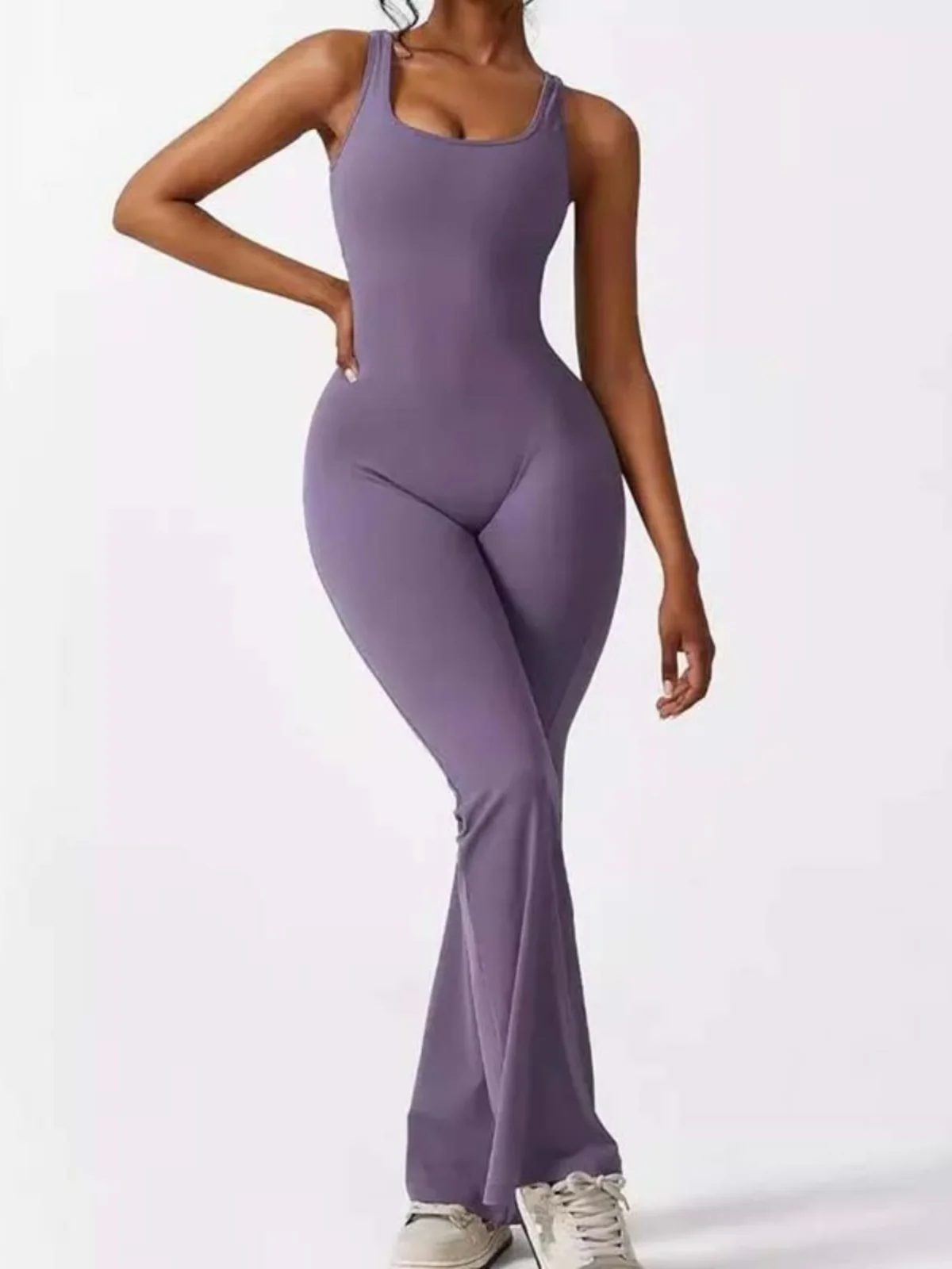 バールヒップリフティングジャンプスーツ レディース ストリート系 カジュアルパンツ l ウエストフレア レッグ 無地 ストレートチューブ