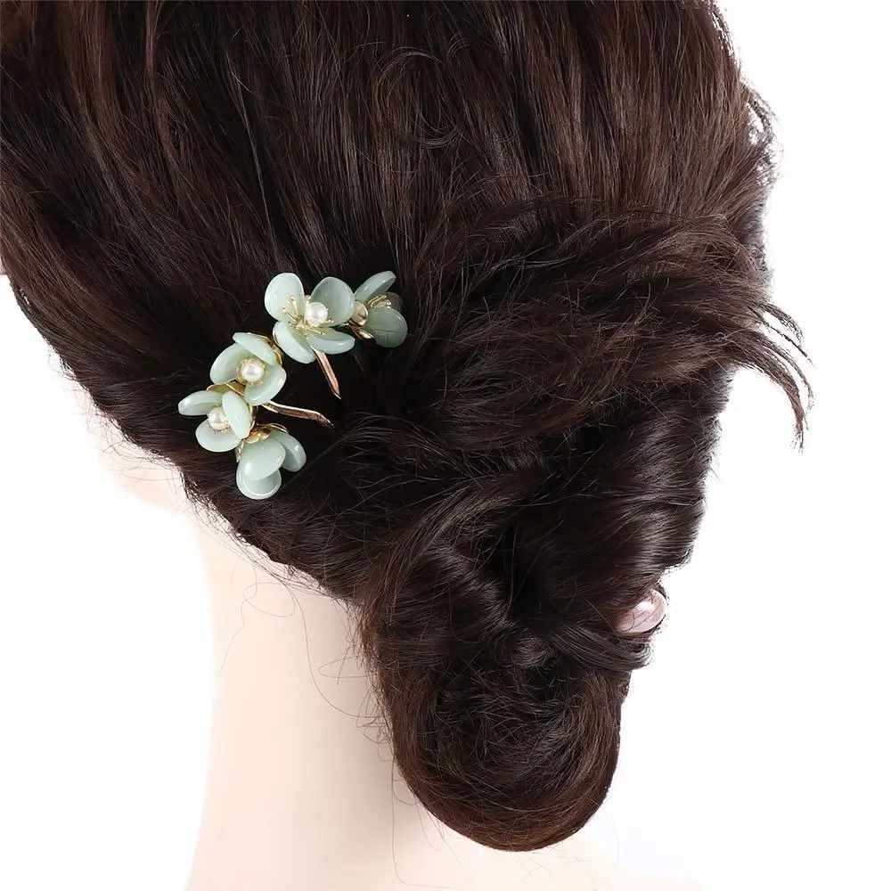 Elegant Fashion For Women Disk Hair Hanfu Cheongsam For Girls U Shaped Hairpin Hair Accessories Hair Fork Flowers Hair Stick