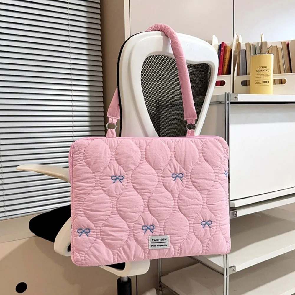 Bowknot 13-15.6inch Laptop Sleeve Large Capacity Puffy Tablet Handbag Shockproof Multifunctional Laptop Case Universal