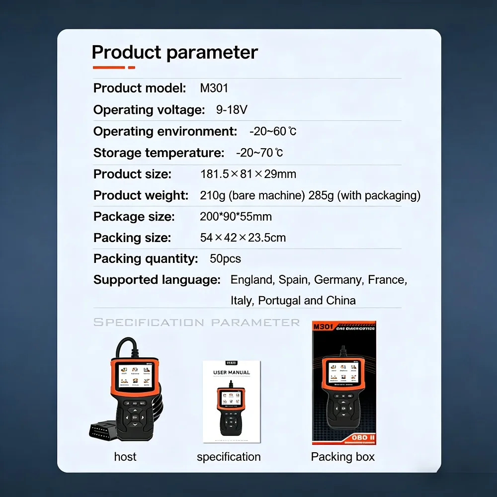 Picture 7: VESSTEK New Style M301 Car Scanner Repair Tools Skaner Obd2 Outils De Diagnostic Automobile for All OBDII