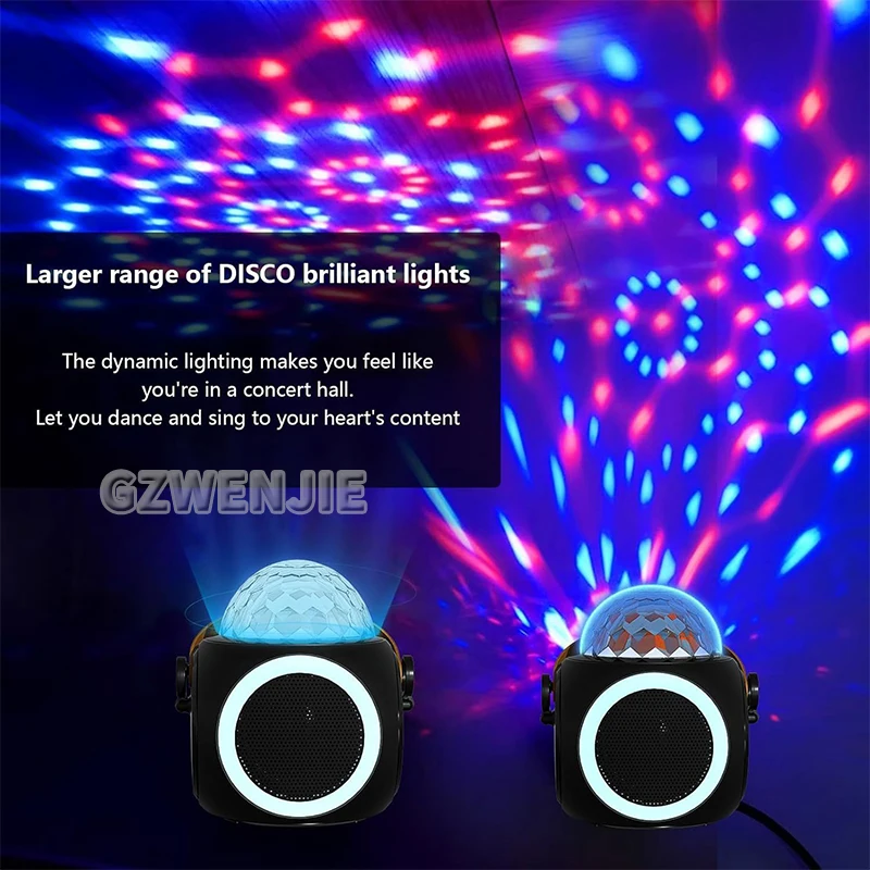 Bluetooth Wireless Portable Speaker Multi-function Karaoke with 2 Microphone And LED Colorful Light Small Home Ktv Music Player