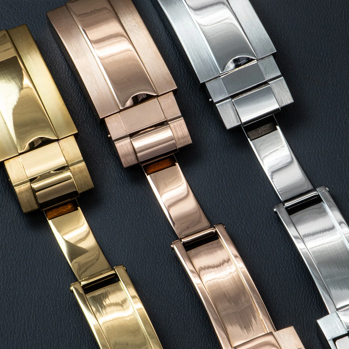 16mm 18mm Stainless Steel Buckle Watch Band Glidelock Clas Fine-tuning Pull Button Buckle Silver Folding Safety Clasp