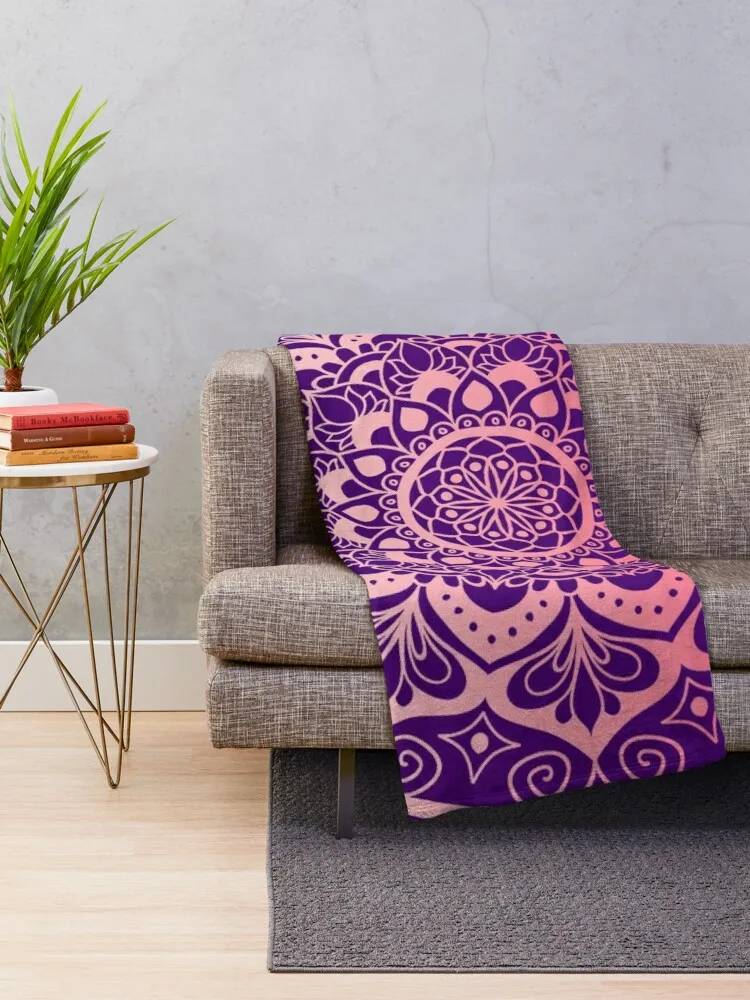 Rose Gold and Purple Circle Mandala Medallion Throw Blanket Tourist christmas gifts Sofa Throw Blankets