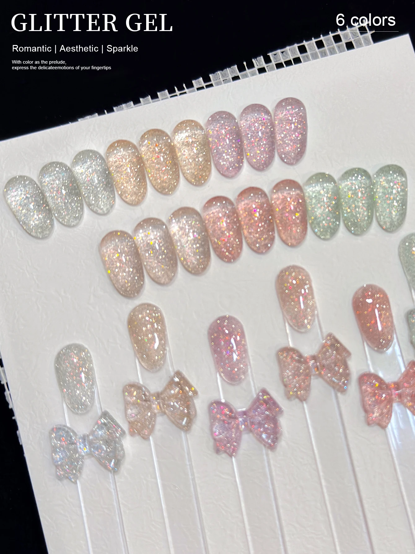 Diamant-Glitzer Nagelkunst 1/6 Stück 15ml Gel-Nagellack-Set UV-LED-Nagelgel für den Salon Damen-Nagelkunst-Werkzeuge Modisch Glamourös – Detail 4