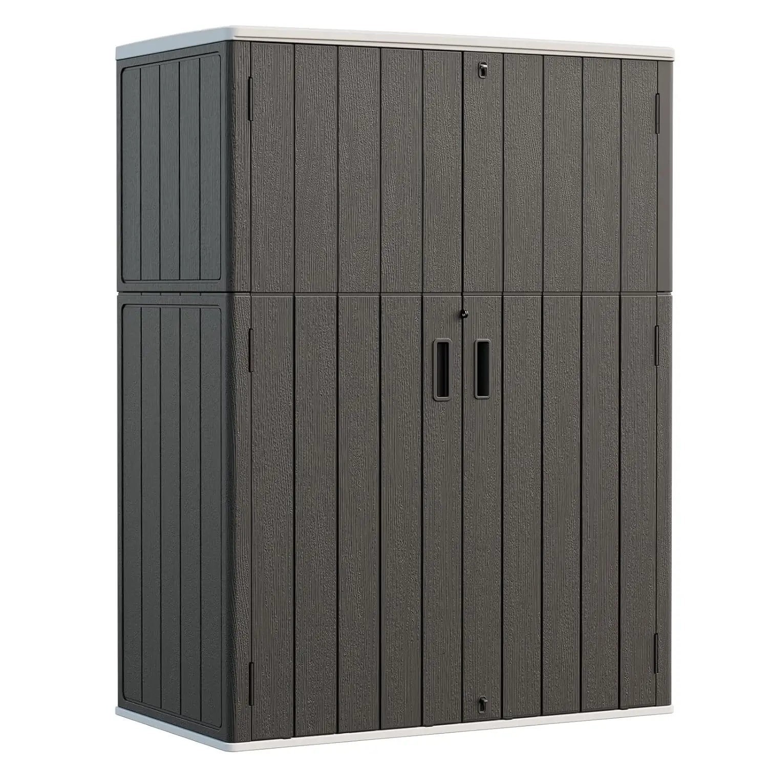 

All-Weather Resin Outdoor Storage Shed 57 Cu Ft Double-Layer Floor Tool Garden Patio Lawn, Customized
