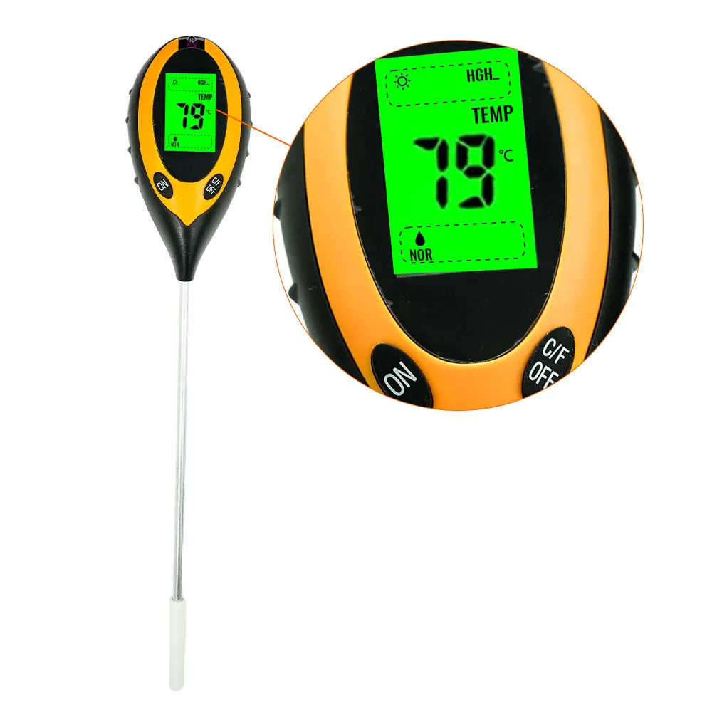 Protable Nuovo pHmetro del suolo 4 in 1 PH Tester di acidità dell'umidità della luce Tester del suolo Misuratore di umidità Kit tester del terreno per piante per fiori