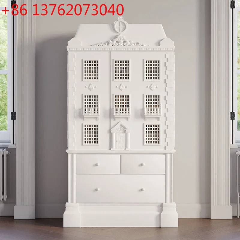 

American carved solid wood bookcase small household children's bookcase